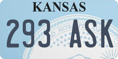 KS license plate 293ASK
