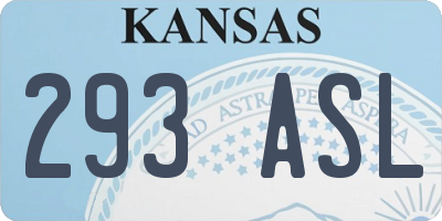 KS license plate 293ASL
