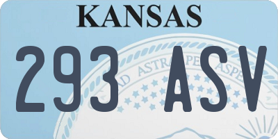 KS license plate 293ASV
