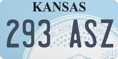 KS license plate 293ASZ