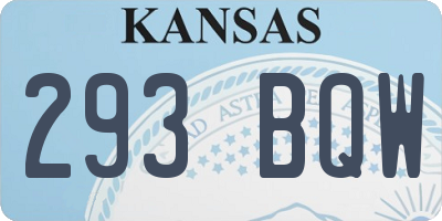 KS license plate 293BQW