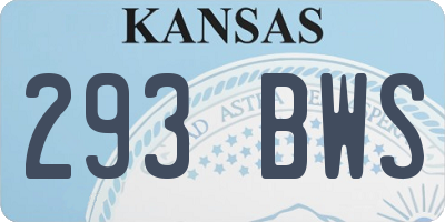 KS license plate 293BWS