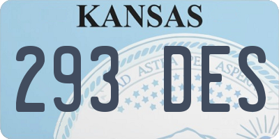 KS license plate 293DES