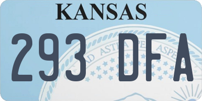 KS license plate 293DFA