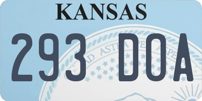 KS license plate 293DOA