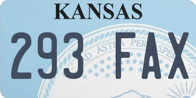 KS license plate 293FAX