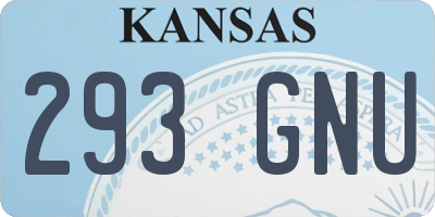 KS license plate 293GNU