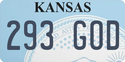 KS license plate 293GOD