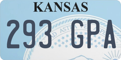 KS license plate 293GPA