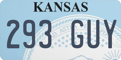 KS license plate 293GUY