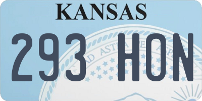 KS license plate 293HON