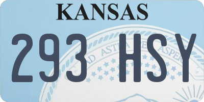 KS license plate 293HSY