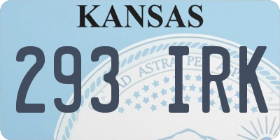 KS license plate 293IRK