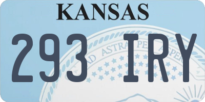 KS license plate 293IRY