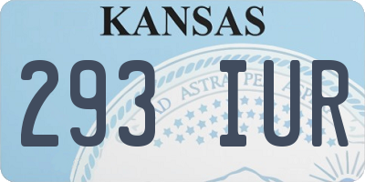 KS license plate 293IUR