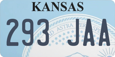 KS license plate 293JAA