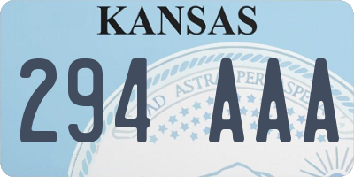KS license plate 294AAA