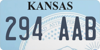 KS license plate 294AAB