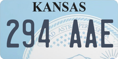 KS license plate 294AAE