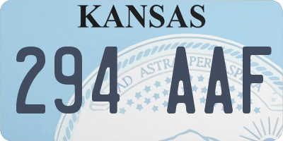 KS license plate 294AAF