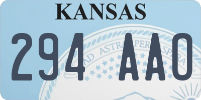 KS license plate 294AAO