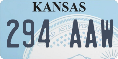 KS license plate 294AAW