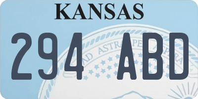 KS license plate 294ABD