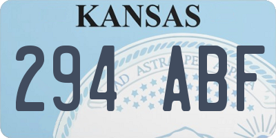 KS license plate 294ABF