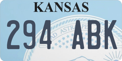 KS license plate 294ABK