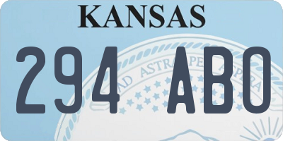 KS license plate 294ABO