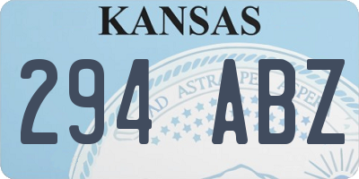 KS license plate 294ABZ