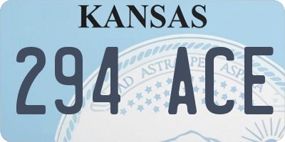 KS license plate 294ACE