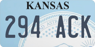 KS license plate 294ACK