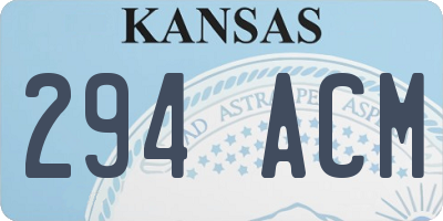 KS license plate 294ACM