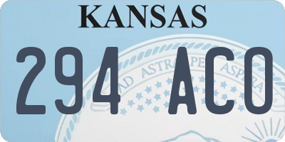 KS license plate 294ACO