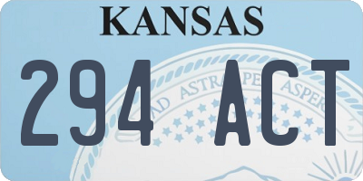 KS license plate 294ACT