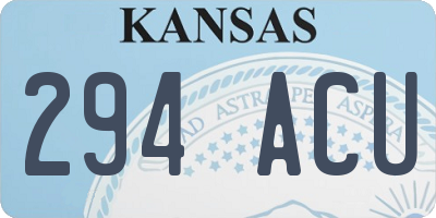 KS license plate 294ACU