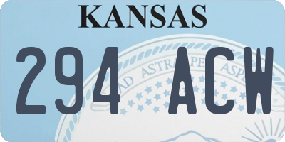 KS license plate 294ACW