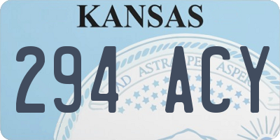 KS license plate 294ACY