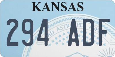 KS license plate 294ADF