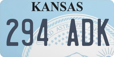 KS license plate 294ADK