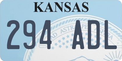 KS license plate 294ADL