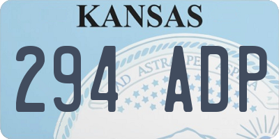 KS license plate 294ADP