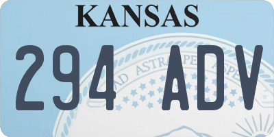 KS license plate 294ADV