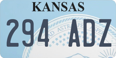 KS license plate 294ADZ