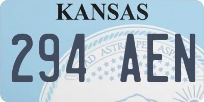 KS license plate 294AEN