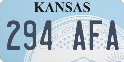 KS license plate 294AFA