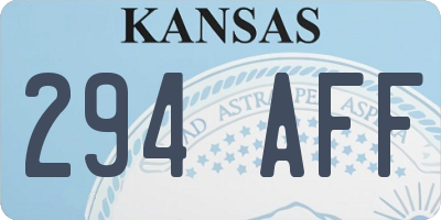 KS license plate 294AFF