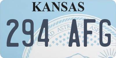 KS license plate 294AFG