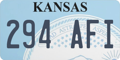 KS license plate 294AFI